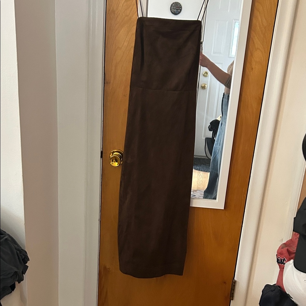 Anthropologie Brown SuedeMidi Dress